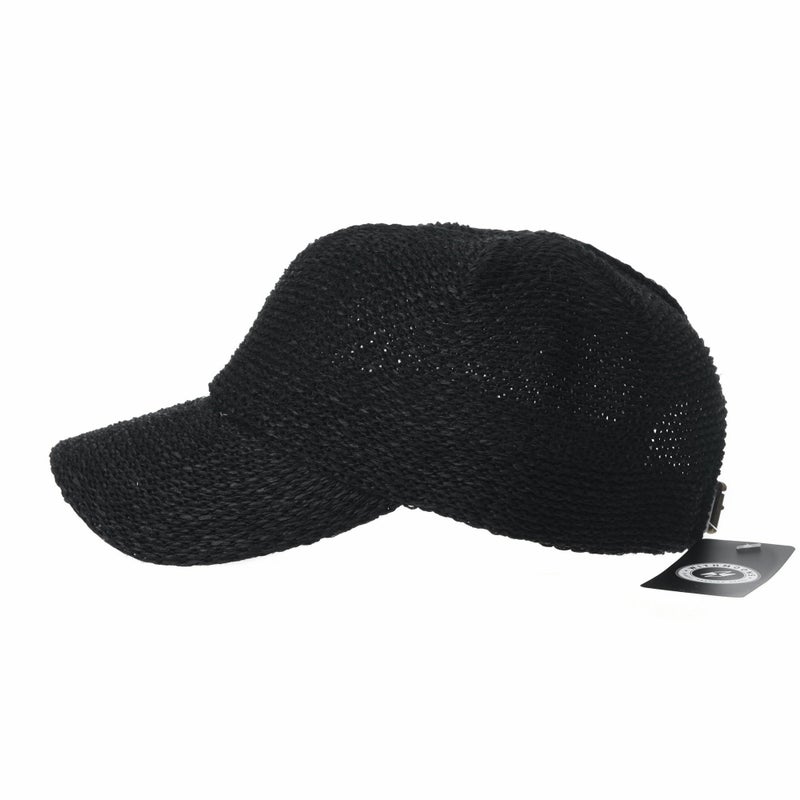 WITHMOONS Baseball Cap Summer Cool Paperstraw Cotton Mesh Ballcap for Men Women KR1960 (Black) - Image 2